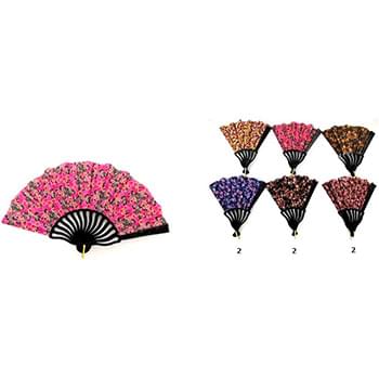 Small Flower Print Hand Fan With Black Color Handle
