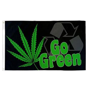 Wholesale GO GREEN Cannabis Recycle Flags