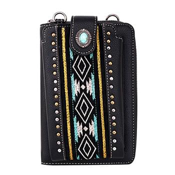 American Bling Aztec Collection Phone Wallet/Crossbody - Black