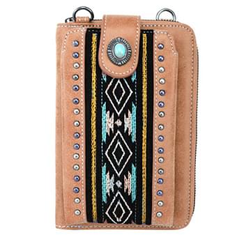 American Bling Aztec Collection Phone Wallet/Crossbody - Brown
