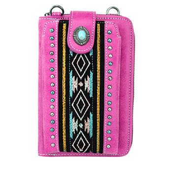 American Bling Aztec Collection Phone Wallet/Crossbody - Hot Pink
