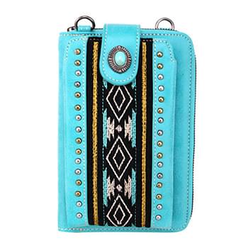 American Bling Aztec Collection Phone Wallet/Crossbody - Turquoise