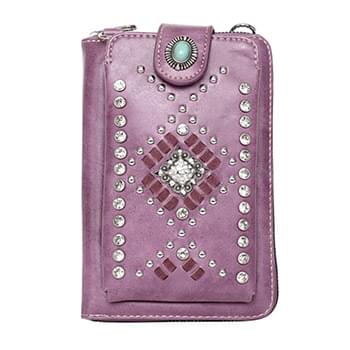 Montana West American Bling Southwestern Collection Crossbody Wallet Purse - Purple
