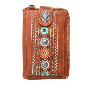 Montana West Embroidered Collection Phone Wallet Crossbody - Brown