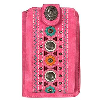 Montana West Embroidered Collection Crossbody Phone Wallet - Pink