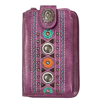 Montana West Embroidered Collection Crossbody Phone Wallet - Purple