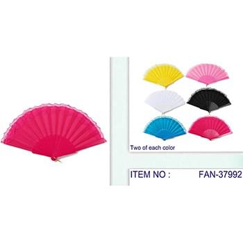 Solid Color Hand Fan With Lace On Top