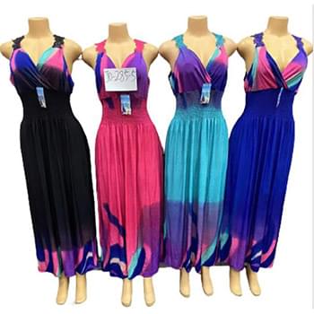 Ombre Color Patch Lace Back Long Maxi Dress