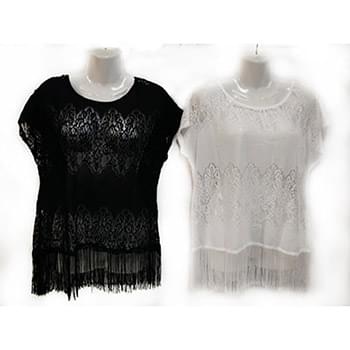 Crochet Lace Top With Long Fringes Assorted Sizes
