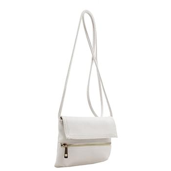 Wholesale Fashion Crossbody Sling Purse with Front Zipper White