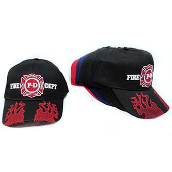 Wholesale Adjustable Baseball Hat Fire Department Flame on Bill