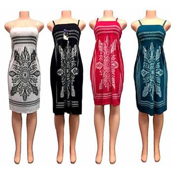 Cultural Pattern Spaghetti Strap Summer Dress
