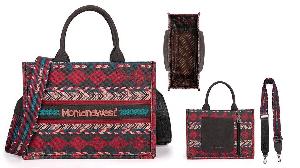 Montana West Boho Print Concealed Carry Tote/Crossbody - Red