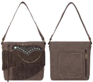 Montana West Fringe Collection Concealed Carry Hobo Bag - Coffee