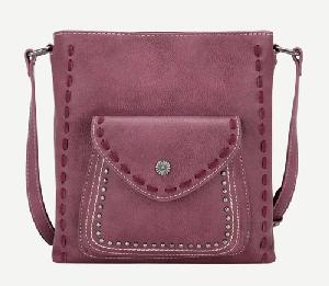Montana West Whipstitch Collection Concealed Carry Crossbody Purse - Purple