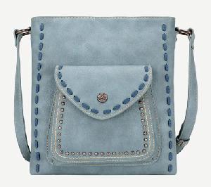 Montana West Whipstitch Collection Concealed Carry Crossbody Purse - Turquoise